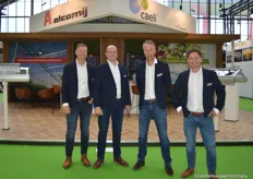 Marco Kroese, Eric Schäfer Gert-Jan Bol and Sven van Heijningen at the booth of Alcomij and Caeli. The first Caeli project is started: Caeli fan unit: air movement and insight into greenhouse climate thanks to heat map (hortidaily.com)